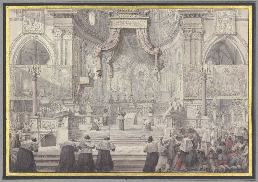 Das Blutwunder des Heiligen Januarius in der Kathedrale von Neapel von Louis-Jean Desprez