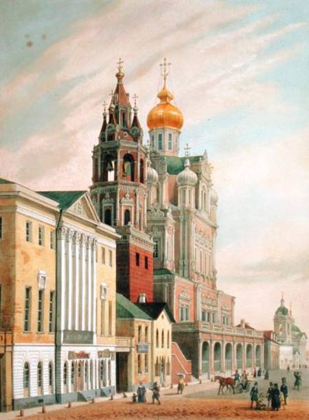 The Assumption Church at Pokrovskaya street in Moscow, printed by Lemercier, Paris von Louis Jules Arnout