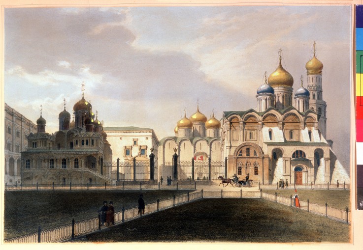 Blick auf die Kathedralen im Moskauer Kreml von Louis Jules Arnout