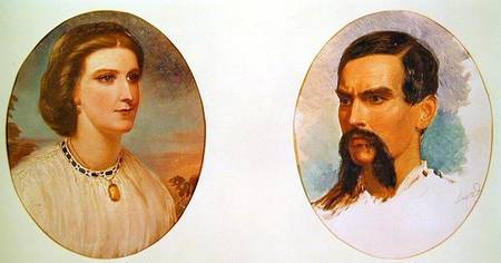 The Marriage Portrait of Richard Burton (1821-90) and Isabel Arundell (1831-96) June 1861 von Louis Lesanges