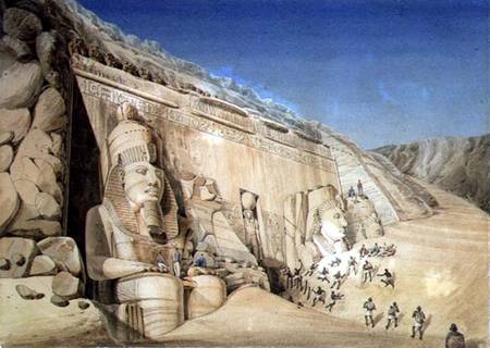 The Excavation of the Great Temple of Ramesses II, Abu Simbel  on von Louis M.A. Linant de Bellefonds
