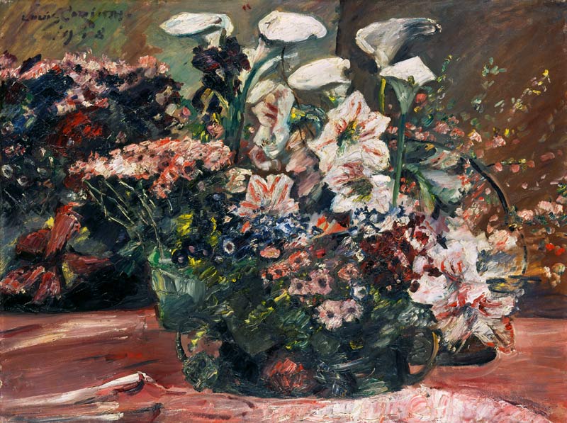 Blumenkorb mit Amaryllis und Kalla. von Lovis Corinth