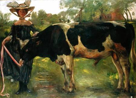 The Painter Charlotte Berend With A Bull von Lovis Corinth