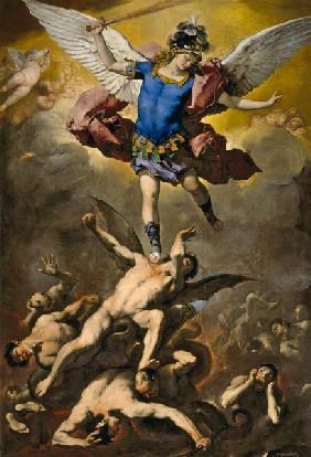 Der Erzengel Michael stürzt die abtrünnigen Engel in den Abgrund c.1660-65