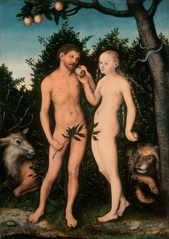 Adam und Eva im Paradies (Sündelfall) von Lucas Cranach d. Ä.