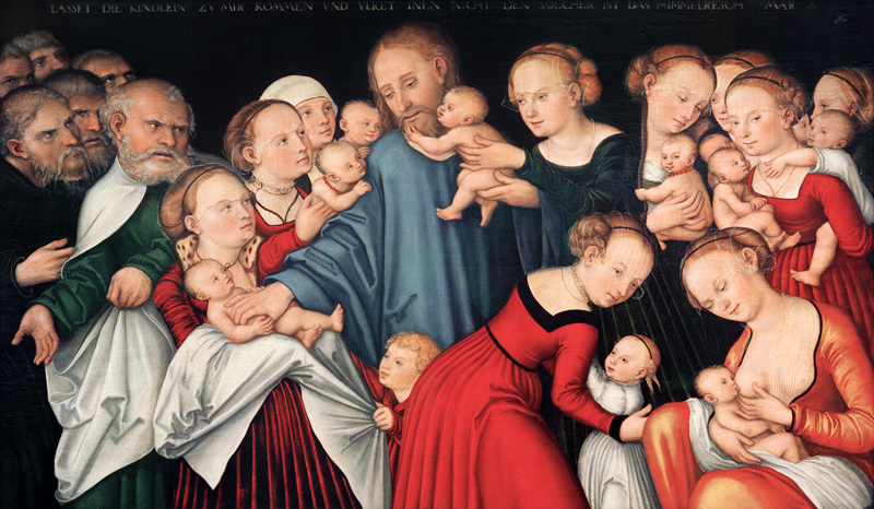 Christus segnet die Kinder ("Lasset die Kinderlein zu mir kommen...") von Lucas Cranach d. Ä.