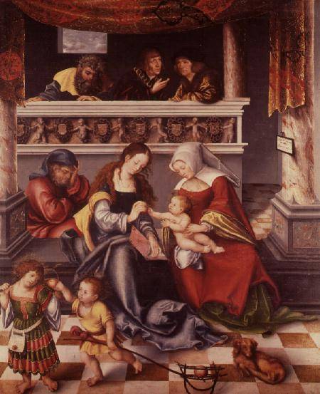 Die Heilige Sippe (sog. Torgauer Altar). 1509 (Ausschnitt Mittelteil) von Lucas Cranach d. Ä.