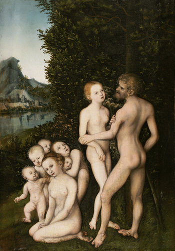 Mythologische Szene (Das Silberne Zeitalter?) von Lucas Cranach d. Ä.