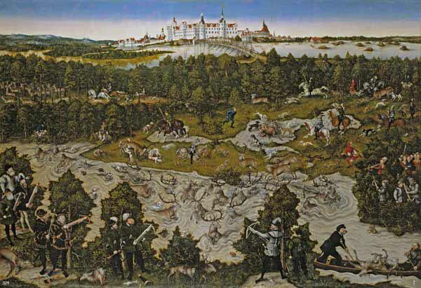 Die Hofjagd zu Ehren Ferdinands I. vor Schloss Hartenfels in Torgau 1545