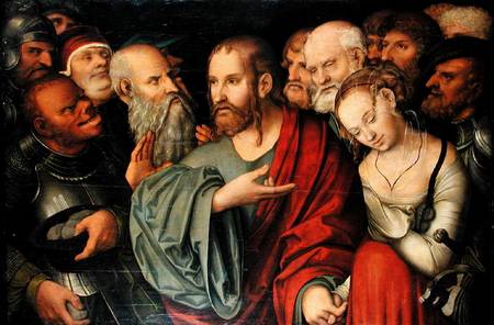 Christ and the Woman taken in Aultery von Lucas Cranach d. J.