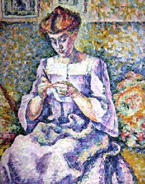 Woman Crocheting 1908