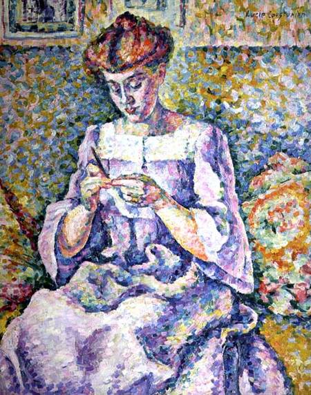 Woman Crocheting von Lucie Cousturier