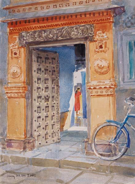 In the Old Town, Bhuj, 2003 (w/c on paper)  von Lucy Willis