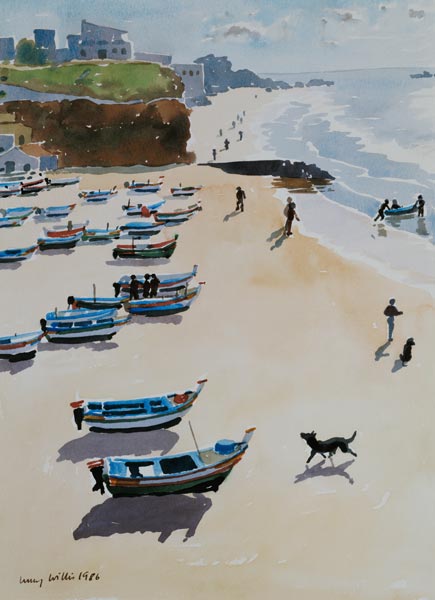Boats on the Beach, 1986 (watercolour on paper)  von Lucy Willis