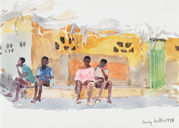 Children Waiting, 1998 (w/c on paper)  von Lucy Willis