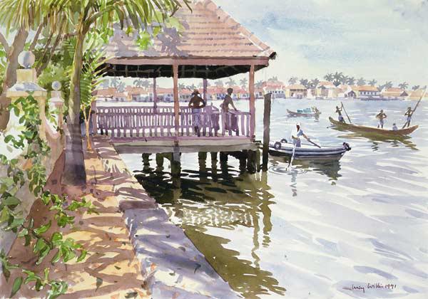 The Jetty, Cochin, 1991 (w/c on paper) 