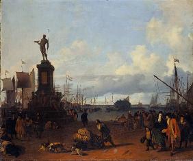 Phantasielandschaft des Amsterdamer Hafens 1700
