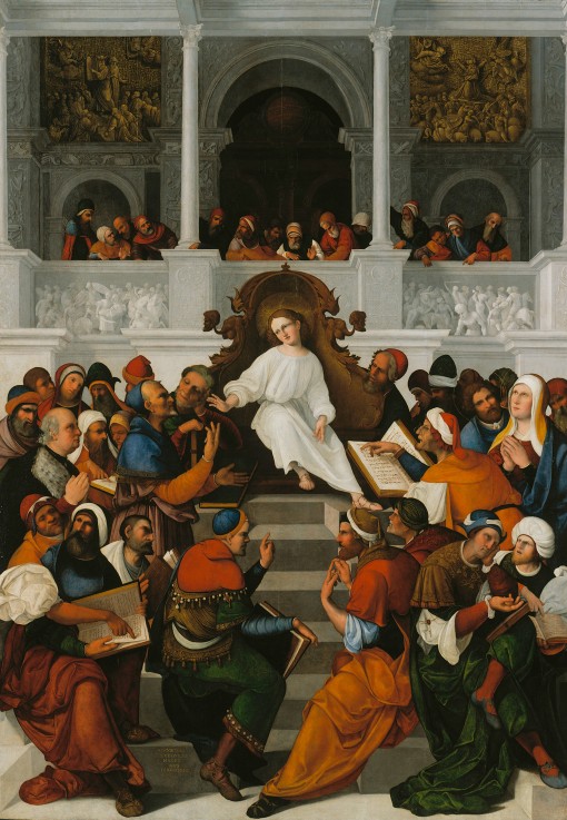 Der zwölfjährige Jesus im Tempel von Ludovico Mazzolino