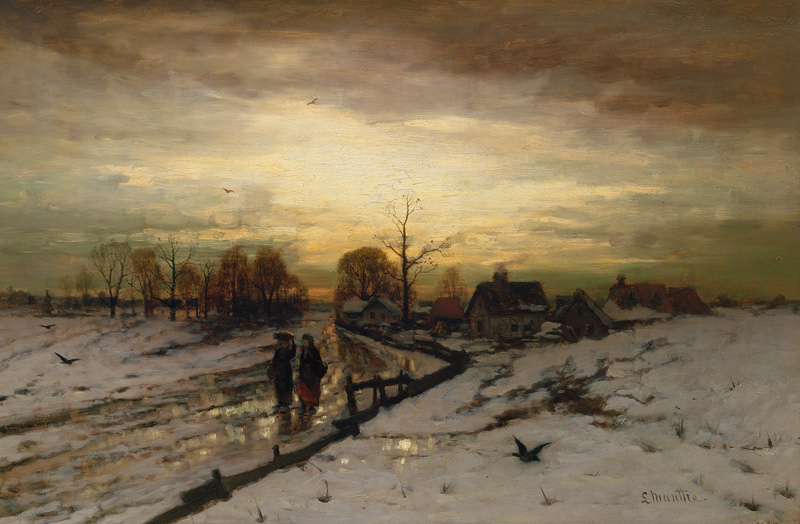 Snow Scene: Sunset von Ludwig Munthe