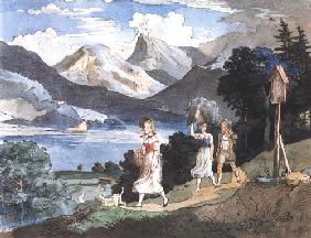 Der Fuschsee mit dem Schafberg im Salzkammergut 1823