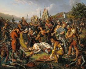 Die Eidgenossen an der Leiche Winkelrieds in der Schlacht bei Sempach am 9.7.1386. 1841
