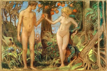 Adam und Eva beim Baum der Erkenntnis 1898-01-01