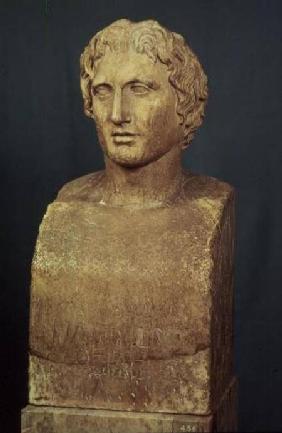 Portrait bust of Alexander the Great (356-323 BC) known as the Azara herm Greek repl