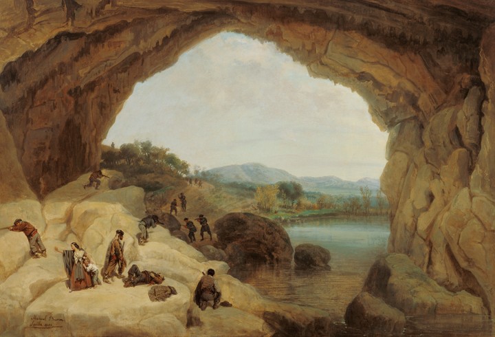 Hinterhalt einer Gruppe von Räuber in der Cueva del Gato von Manuel Barron y Carrillo