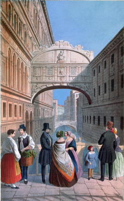 The Bridge of Sighs, Venice, engraved by Brizeghel (litho) von Marco Moro