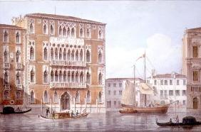 The Ca' Foscari, Venice, engraved by Brizeghel (litho) 19th