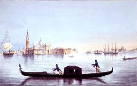 Venetian Gondola, engraved by Brizeghel (litho) 18th
