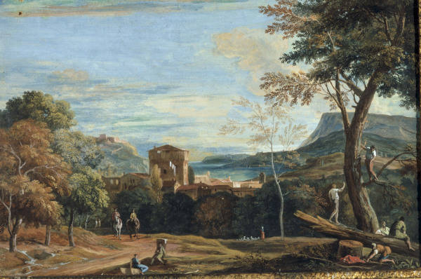 M.Ricci, Landschaft mit Holzfaellern von Marco Ricci