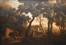 Landscape with Horses at the Trough, c.1715 (oil on canvas) 1854
