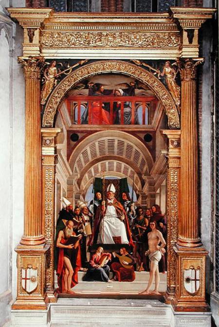Saint Ambrose with saints from the Altarpiece of Saint Ambrose von Marco Vivarini