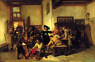 Soldaten plündern ein Gasthaus. von Mari Johann M.Henri Ten Kate