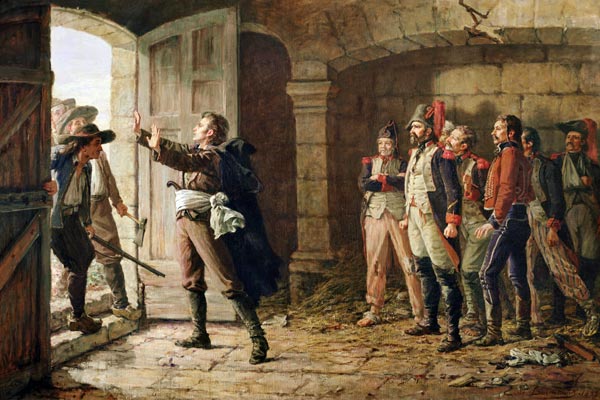 Maurice Gigost d'Elbee (1752-94) Protecting the New Prisoners at Chemille von Marie Felix Edmond de Boislecomte
