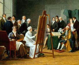 Atelierszene (Mme Vincent in ihrem Atelier, den Maler J.M.Vien malend) 1808