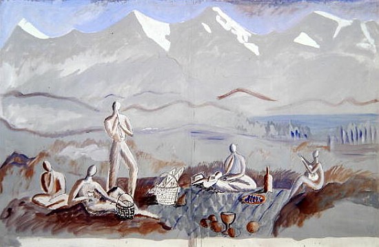 The Picnic, 1992 (gesso & pigments on paper)  von Marie  Hugo