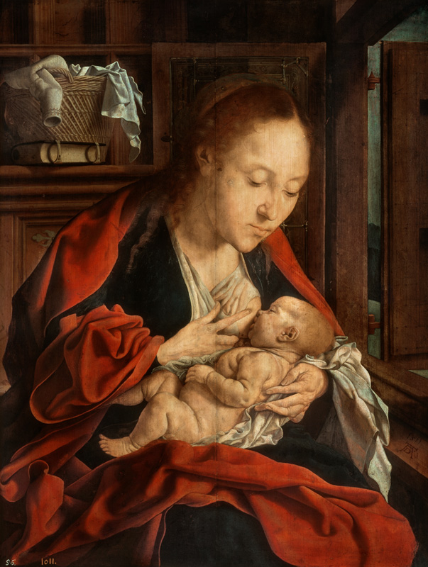 Die Madonna mit dem Jesusknaben an der Brust. von Marinus Claeszon van Reymerswaele