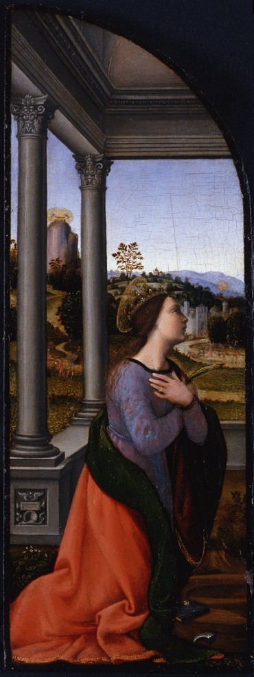 Triptychon, linke Tafel: Heilige Katharina von Alexandrien von Mariotto di Bigio Albertinelli