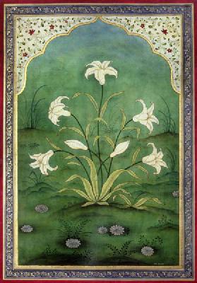 White Lilies (tempera on panel) 