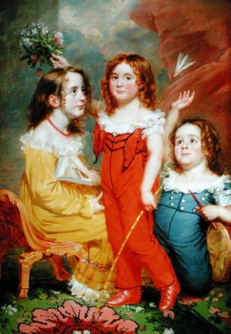 Three Children in an Interior von Martin Archer Shee