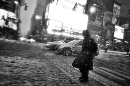 New York Walker in Blizzard