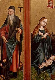 Zwei Flügel vom Orliac-Altar: Der hl. Antonius und Maria, das Kind anbetend.
