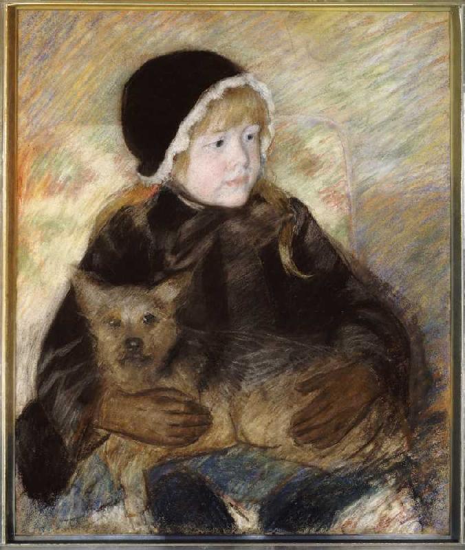 Elsie Cassatt, einen großen Hund haltend von Mary Stevenson Cassatt
