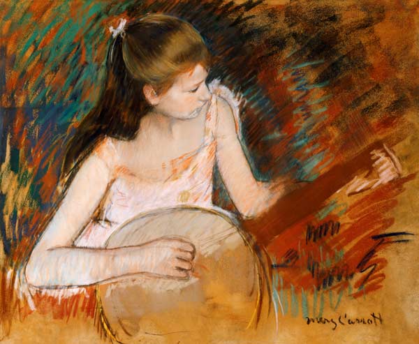 M.Cassatt, Girl with banjo / c.1894 von Mary Stevenson Cassatt