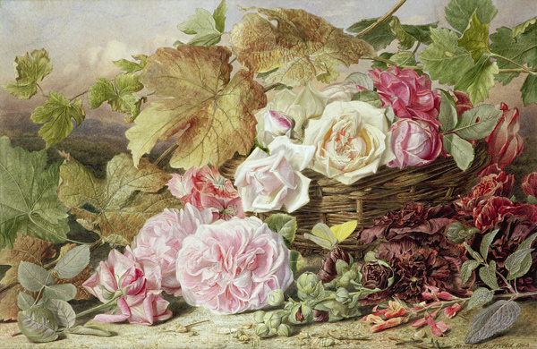 Peonies, Roses and Hollyhocks von Mary Elizabeth Duffield