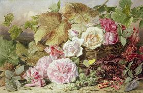 Peonies, Roses and Hollyhocks 1862