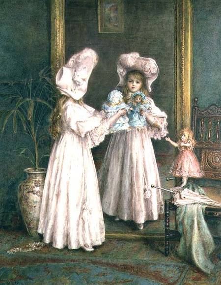 Playing with her dolls von Mary Gow