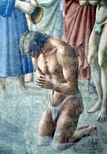 St. Peter Baptising the Neophytes (Detail of two turbanned observers) von Masaccio